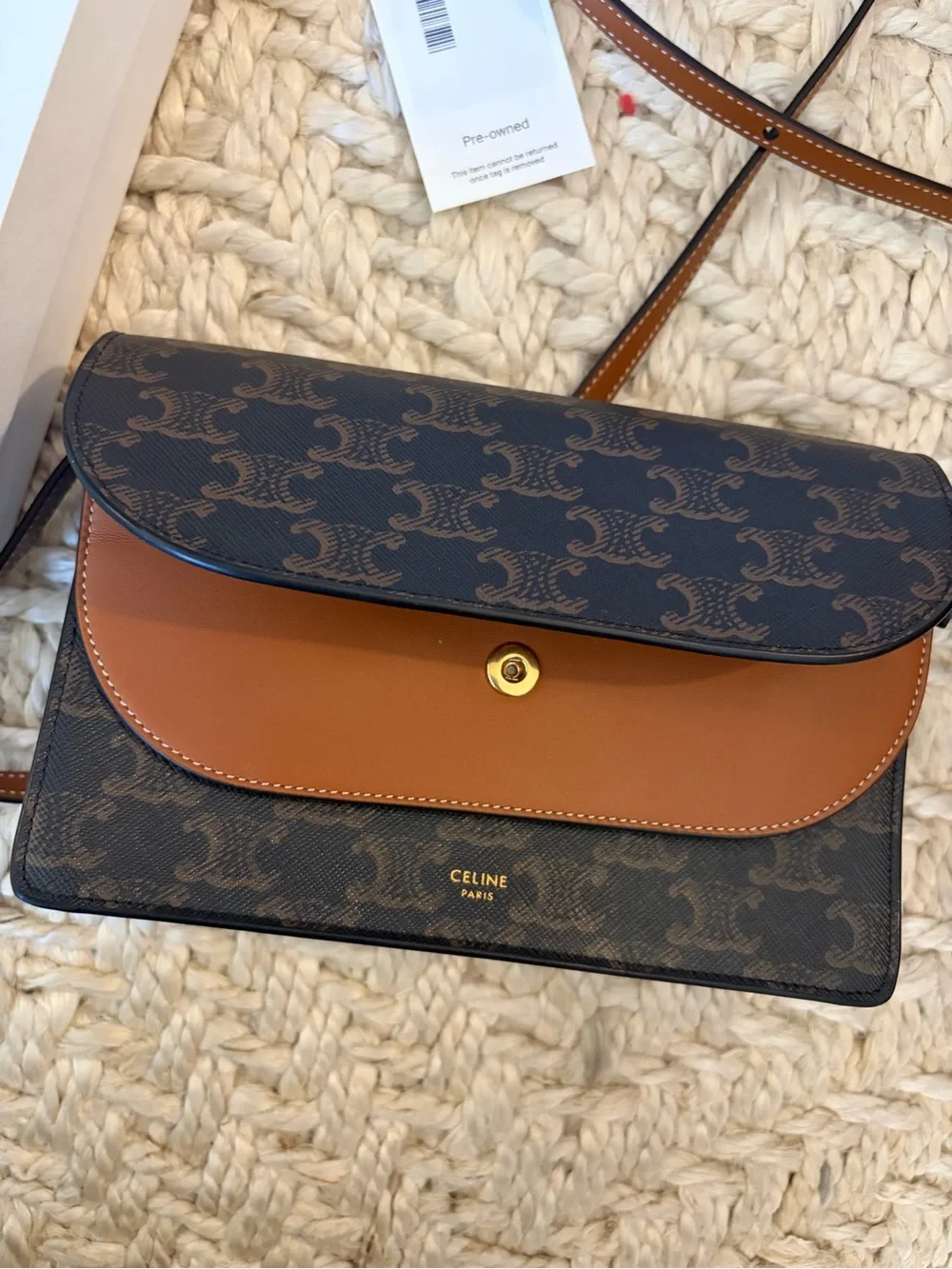 DUO WALLET ON STRAP IN TRIOMPHE CANVAS AND CALFSKIN - Picture 2 of 7